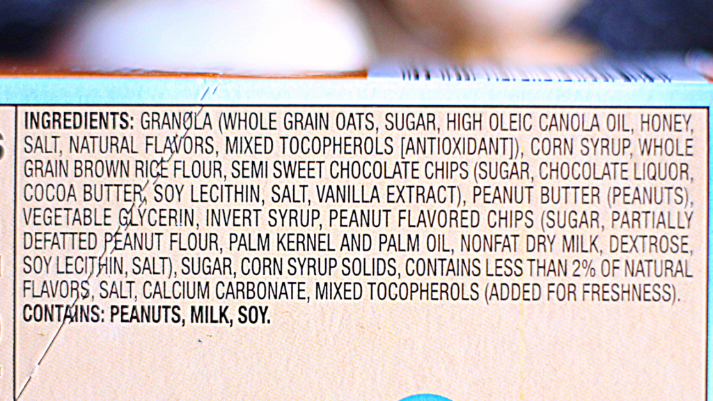 ingredient list of non clean food